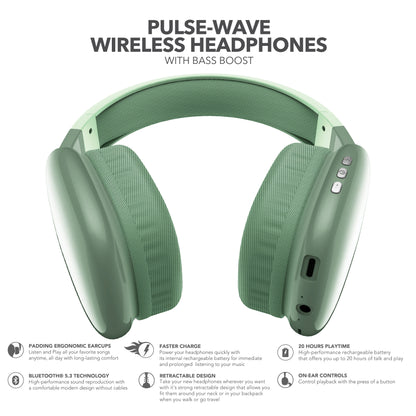 RCA Wave-56 Wireless Over-Ear Bluetooth Headphones, 40H Playtime, Hi-Res Audio