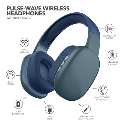 RCA Wave-56 Wireless Over-Ear Bluetooth Headphones, 40H Playtime, Hi-Res Audio