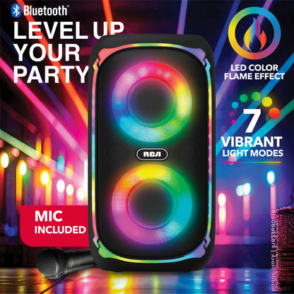 RCA BEAT-204 Portable Bluetooth Speaker Wireless Karaoke Speaker with LED Light