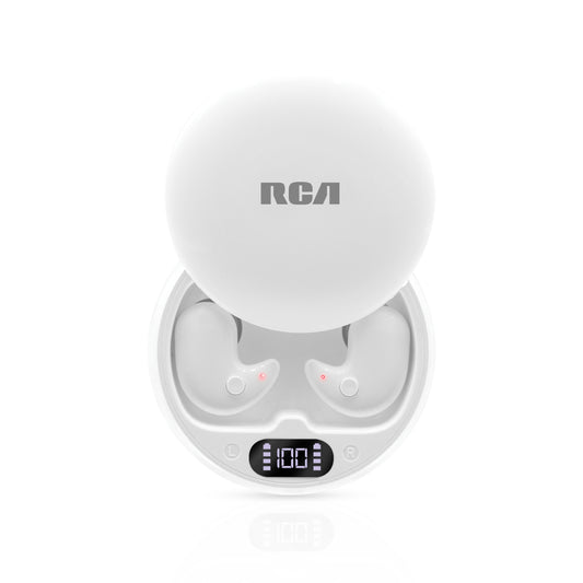 RCA Wave-80 True Wireless Earbuds, Wireless Over-Ear Bluetooth, 20H Long Playtime, Hi-Res Audio, Big Bass, Transparency Mode, for Travel/Work/Workout