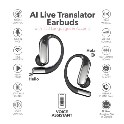 RCA TUNE-85 True Wireless Earbuds with AI Translation in 133 Languages