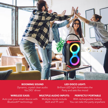 RCA BEAT-10 Portable Bluetooth Speaker Wireless Karaoke Speaker with Mic & RGB Light