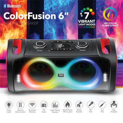 RCA BEAT-206 Portable Bluetooth Speaker Wireless Karaoke Speaker with Mic & RGB Light