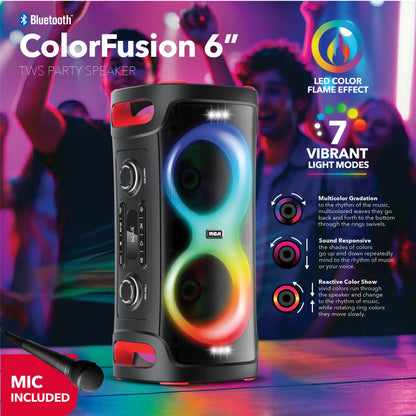 RCA BEAT-206 Portable Bluetooth Speaker Wireless Karaoke Speaker with Mic & RGB Light