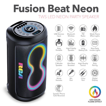 RCA BEAT-66 Portable Bluetooth Speaker Wireless Karaoke Speaker with Mic & RGB Light