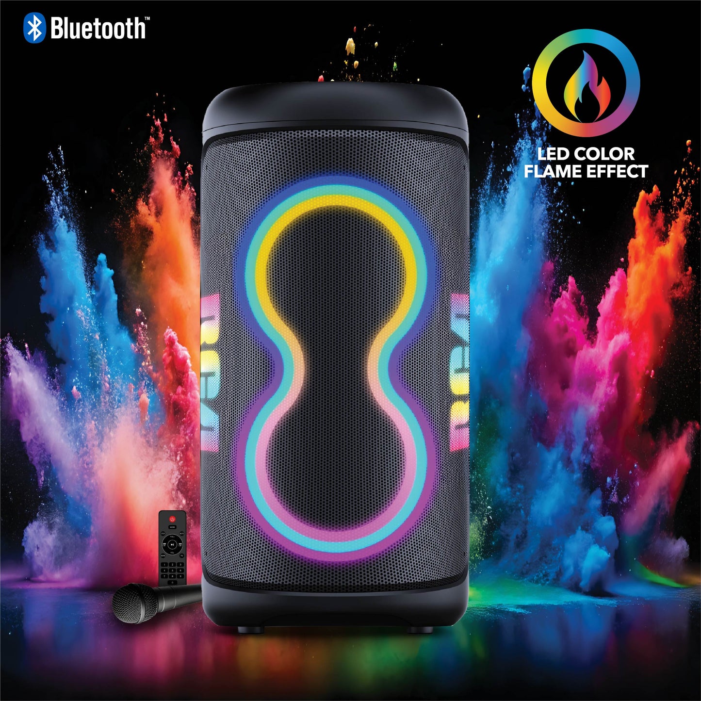 RCA BEAT-66 Portable Bluetooth Speaker Wireless Karaoke Speaker with Mic & RGB Light