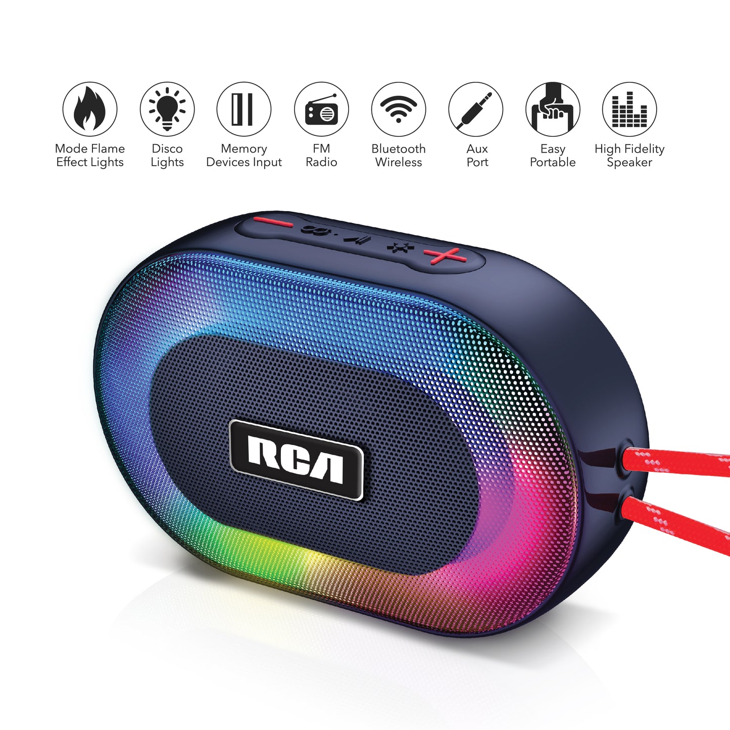 RCA IP5 Disco-101 Water-Resistant Bluetooth Speaker with 5W Output, LED Mode