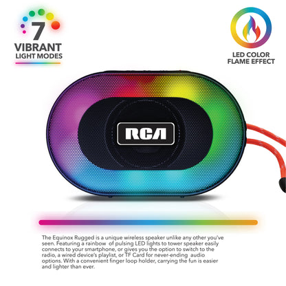 RCA IP5 Disco-101 Water-Resistant Bluetooth Speaker with 5W Output, LED Mode