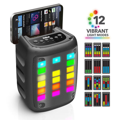 RCA Disco 103 RGB Wireless Mini Party Speaker with LED Show Lights Effect, Bluetooth and 3" Woofer