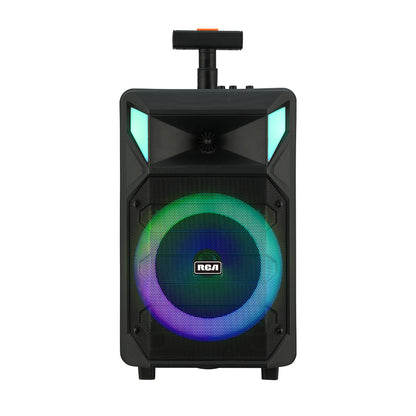 RCA FLAME-8 8" Bluetooth Speaker with Mic, Remote, Trolley & Dynamic LED Lights