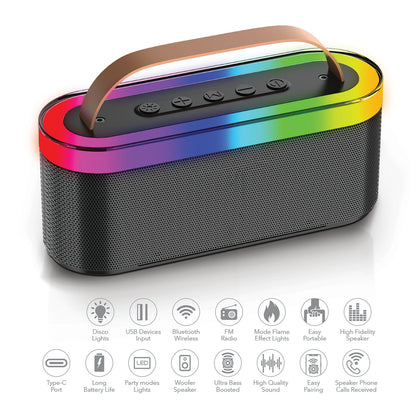 RCA FLEX-20 Portable Bluetooth Speaker with RGB Lights & TWS Stereo Pairing