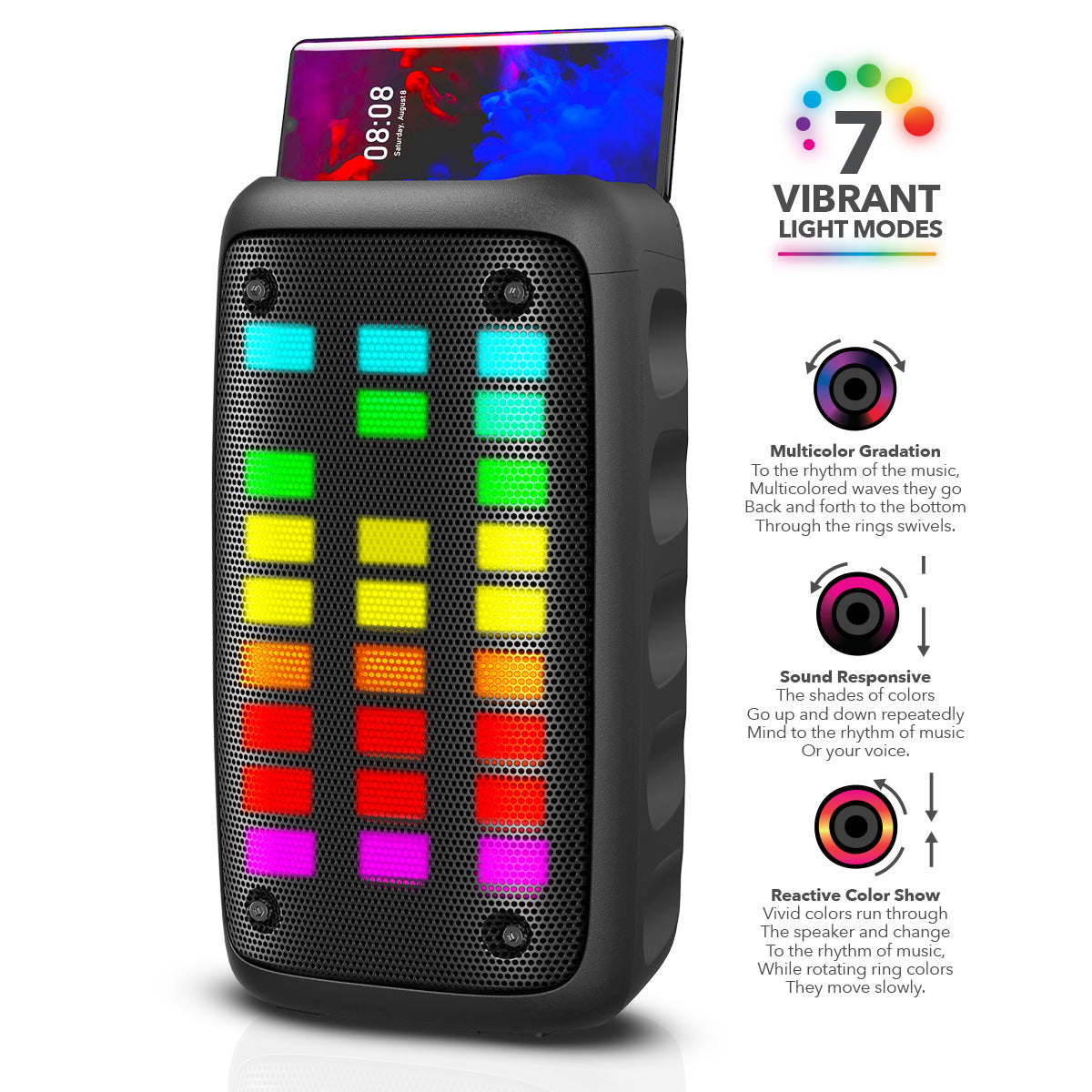 RCA Disco 203 RGB Wireless Party Speaker with Dual 3" Woofers & LED Lights