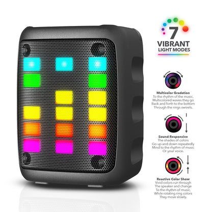 RCA Disco 103 RGB Wireless Mini Party Speaker with LED Show Lights and 3" Woofer