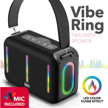 RCA FLAME-203 Portable Bluetooth Speaker Wireless Karaoke Speaker with Mic & RGB Light