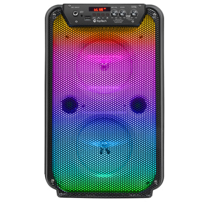 TOPTECH TTA-206 Dual 6''Woofer Portable Bluetooth Speaker with Stand and LED Flame Light,of Blazing Powerful Sound,Precision-Tuned Bluetooth Stereo Sound, 10M Wireless Range,for Home/Outdoor,Gift