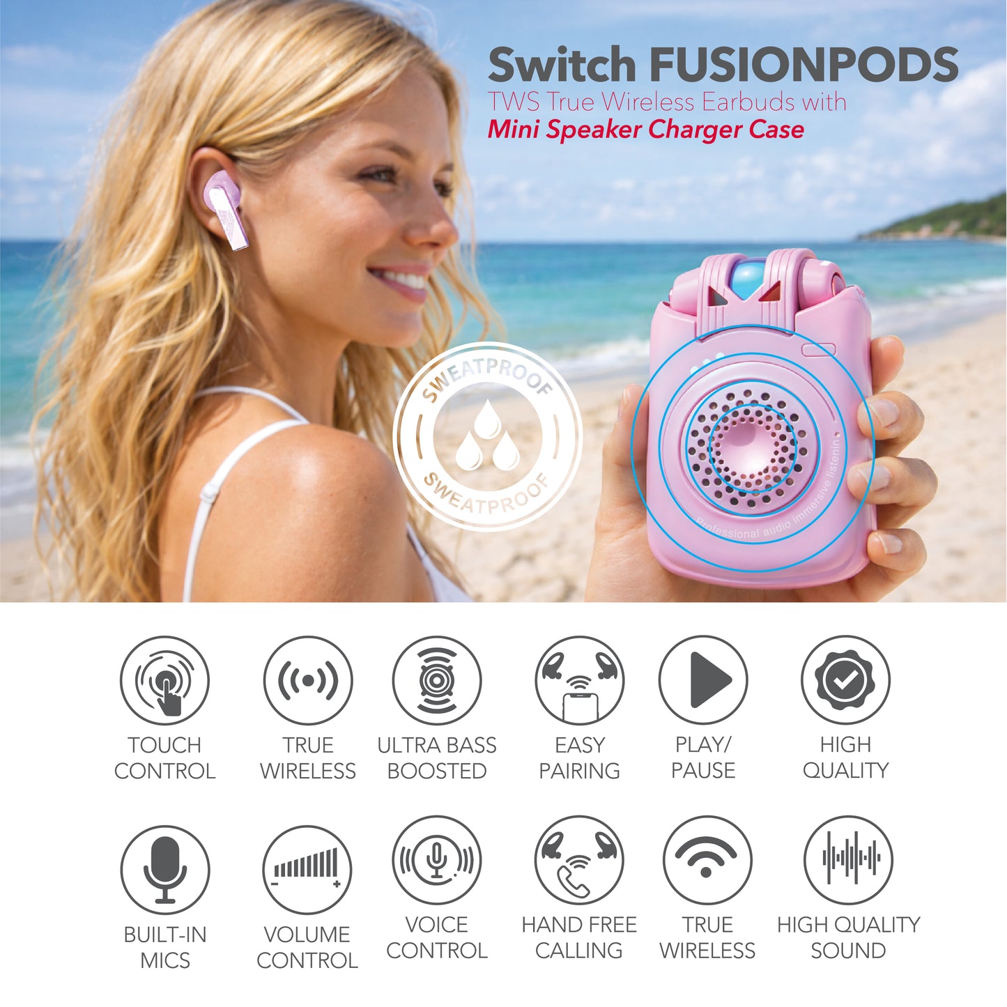 RCA TUNE-98 2-in-1 Bluetooth Speaker with Built-In True Wireless Earbuds