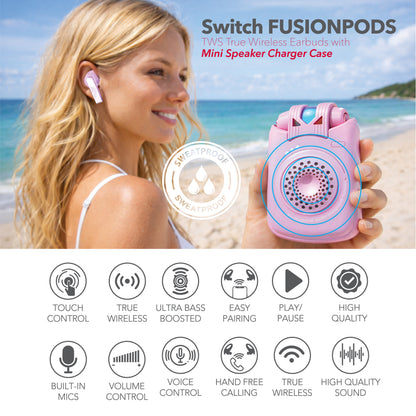 RCA TUNE-98 2-in-1 Bluetooth Speaker with Built-In True Wireless Earbuds
