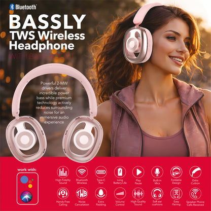RCA WAVE-77 Wireless Over-Ear Headphones with Foldable, 90° Rotating Ear Cups