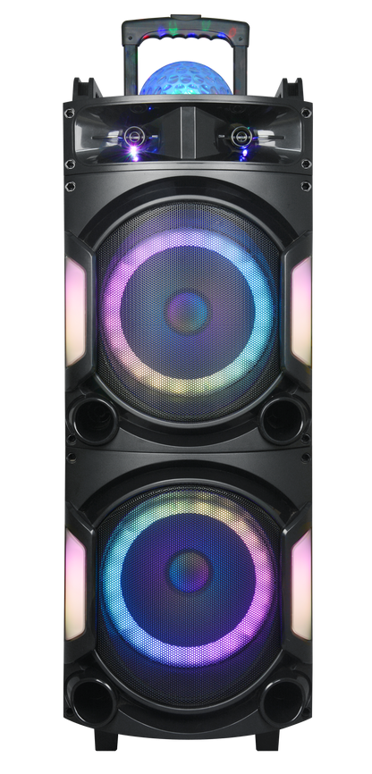 TOPTECH EDGE-210, Dual 10" Bluetooth Speaker with Disco Lights & Extra Bass