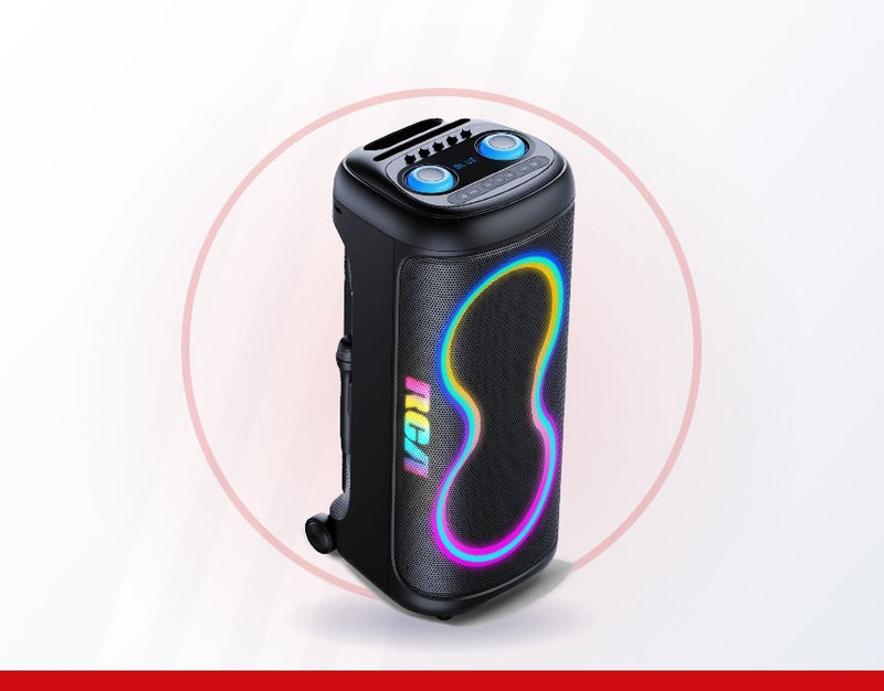Wired microphone included.