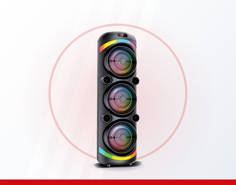 Wired microphone included.