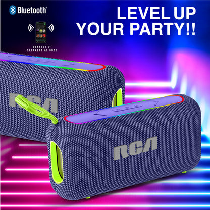 RCA BEAT-44 10W Portable Bluetooth Speaker with Dual Woofers & RGB Lights