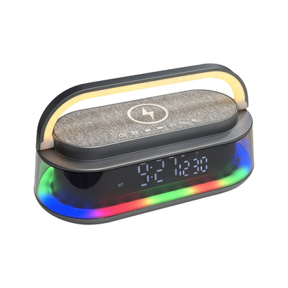 RCA FLAME-103 Portable RGB LED Alarm Speaker, 15W Wireless Charging Pad