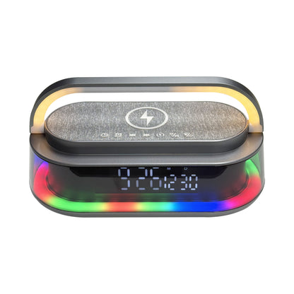 RCA FLAME-103 Portable RGB LED Alarm Speaker, 15W Wireless Charging Pad