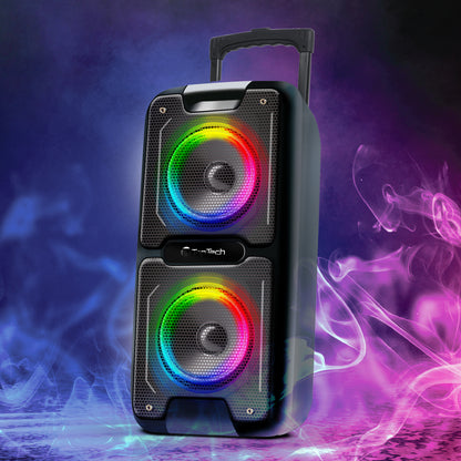 TOPTECH AL-101, 2x6.5" Bluetooth Speaker with Disco Lights, Karaoke, and 3000W Power