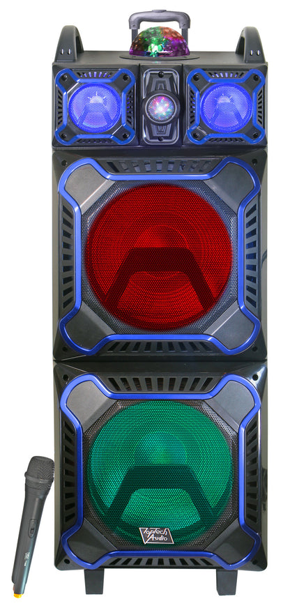 TOPTECH ANGEL-212 2x12 Inch Bluetooth Rechargeable Speakers with Dynamic LED Lights