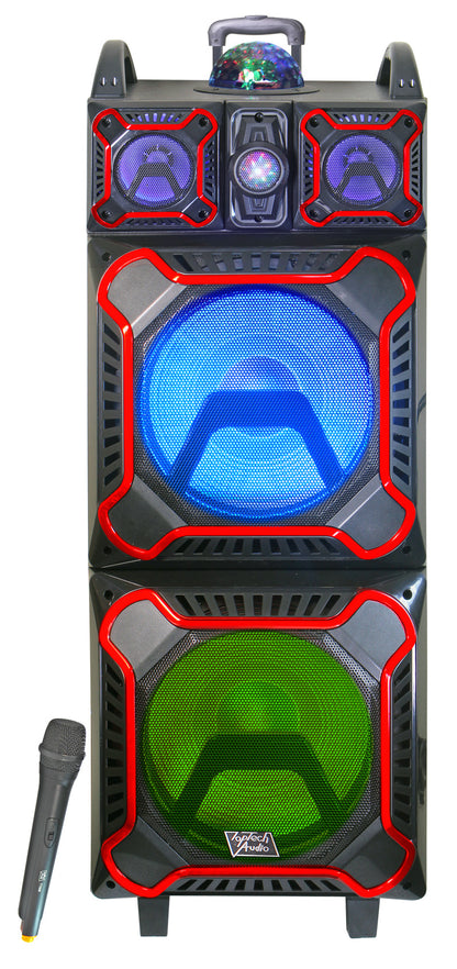 TOPTECH ANGEL-212 2x12 Inch Bluetooth Rechargeable Speakers with Dynamic LED Lights