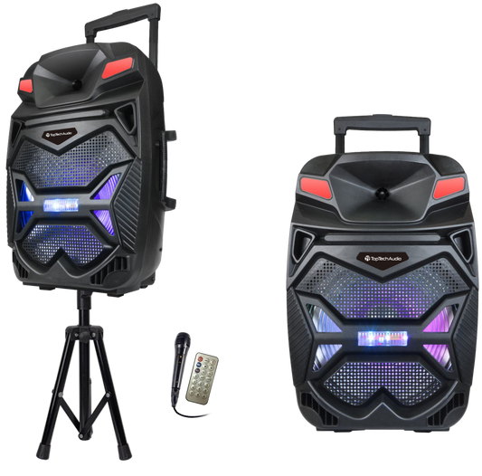 Fully Amplified Portable 15” Speaker with Bluetooth - Top Tech Audio 
