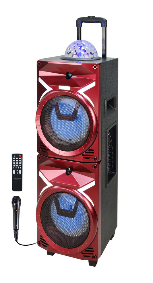 Fully Amplified Portable 2x8” Speaker with LED Lights - Top Tech Audio 