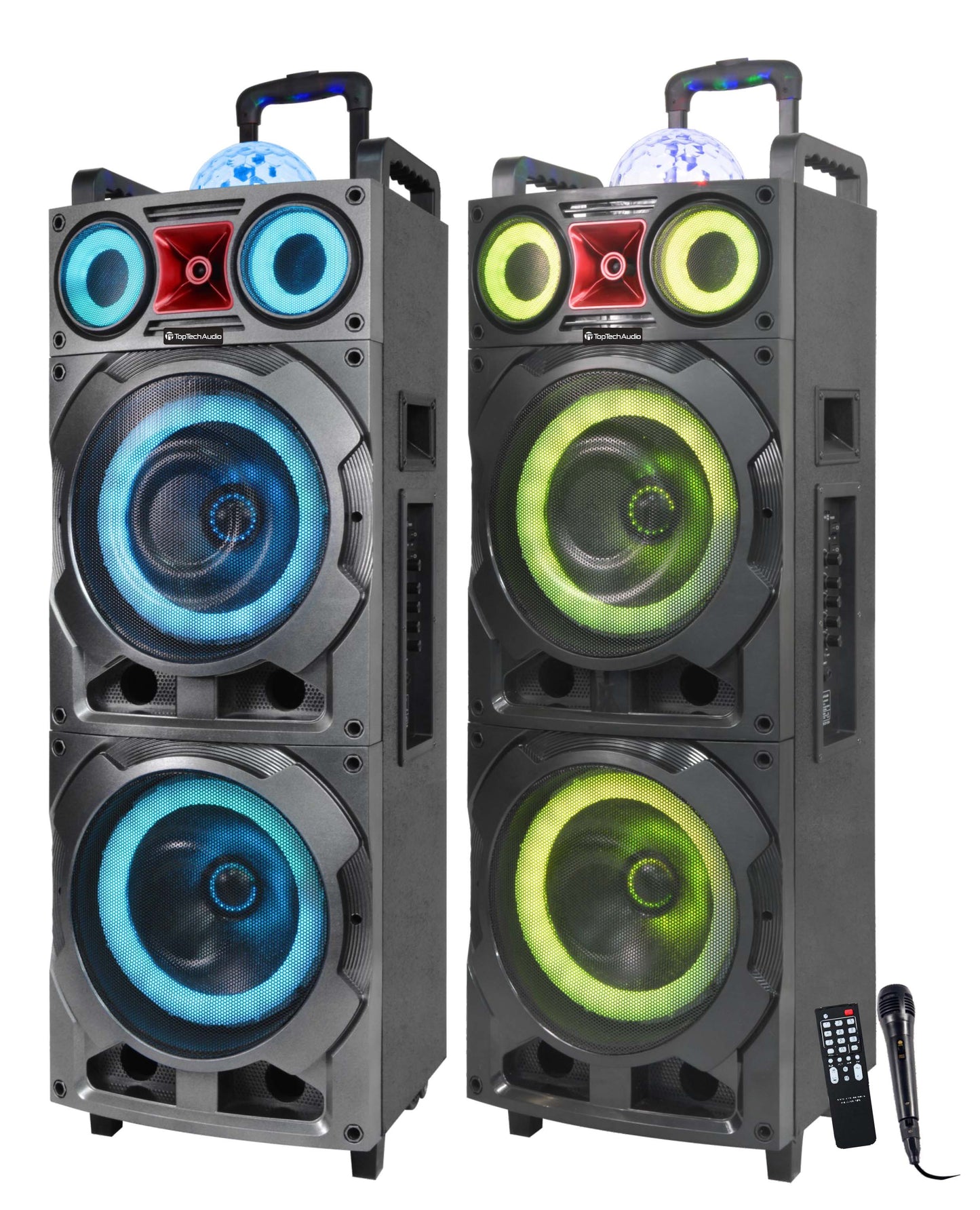 Fully Amplified Portable 10000 Watts Peak Power 2x12” Speaker with led light