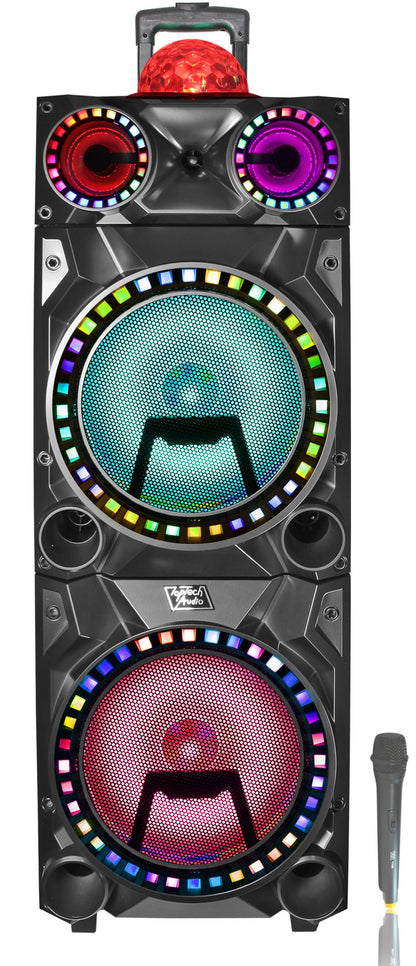 TOPTECH DISCO-210 2X10 Inch Bluetooth Rechargeable Speakers with LED Lights