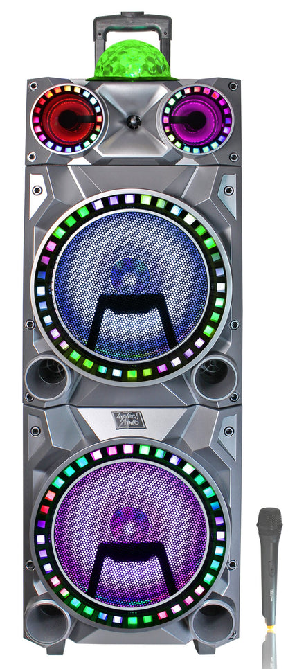 TOPTECH DISCO-210 2X10 Inch Bluetooth Rechargeable Speakers with LED Lights