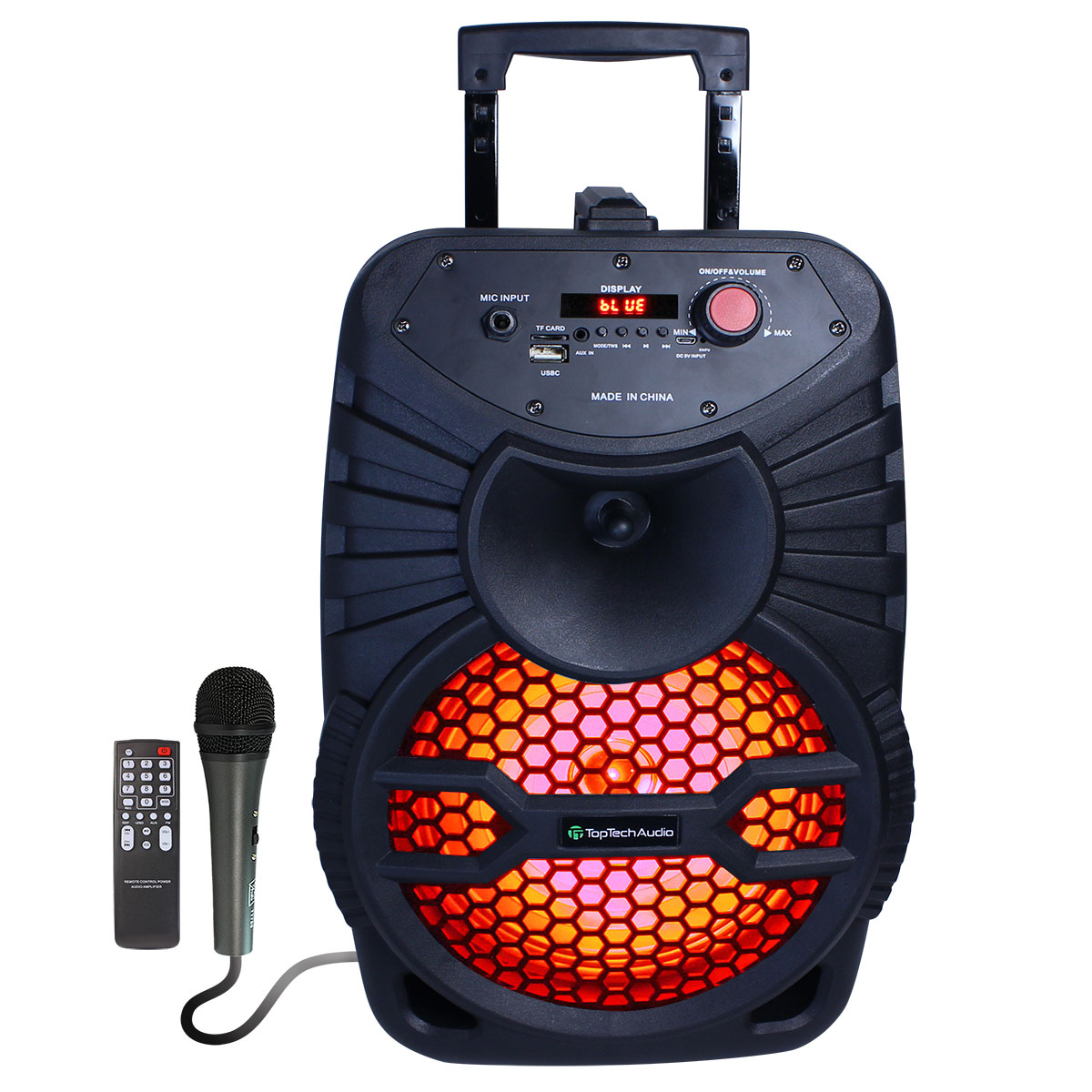 Fully Amplified Portable 1200 Watts Peak Power 8” Speaker with LED LIGHT