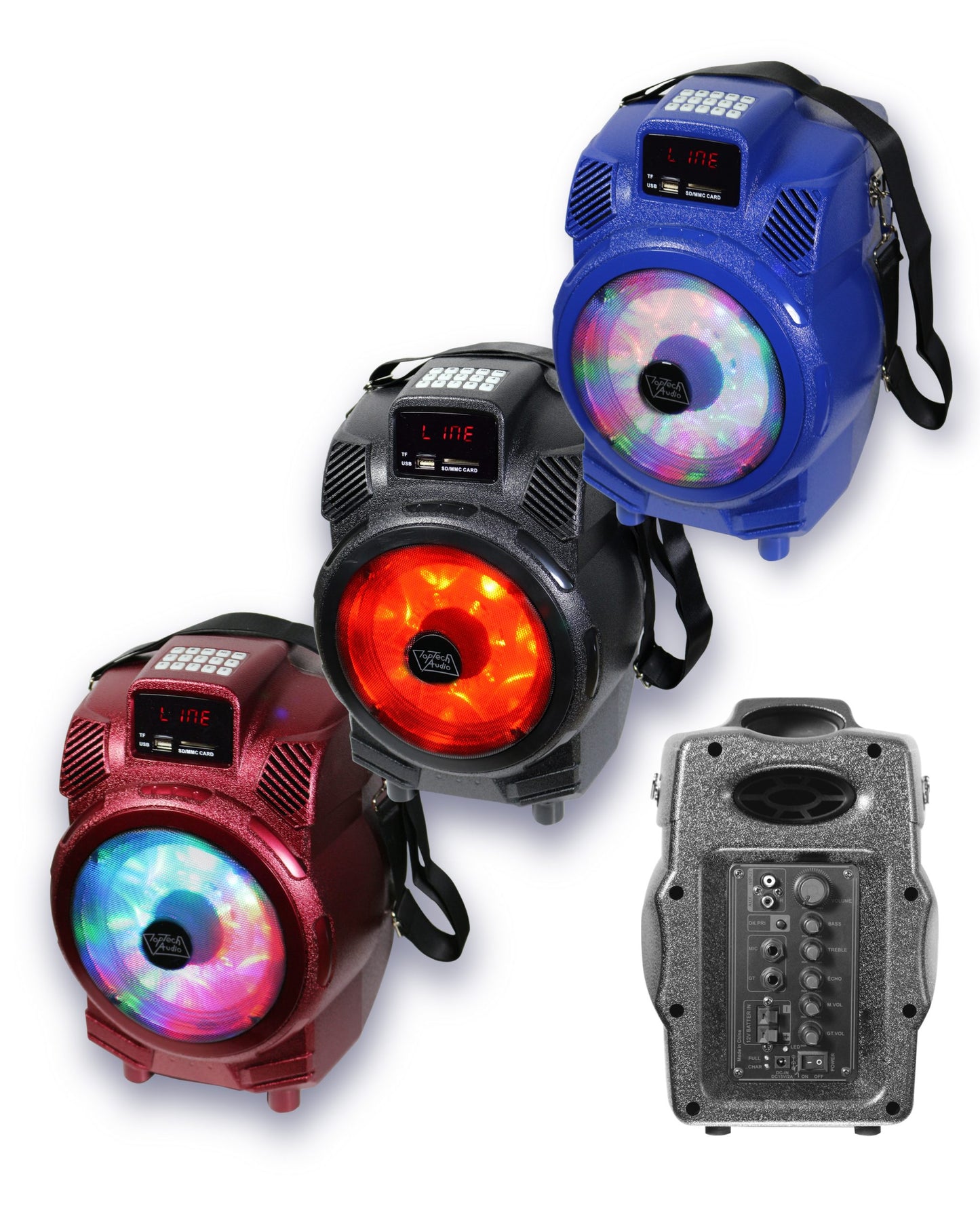 Fully Amplified Portable 1200 Watts Peak Power 6.5” Speaker with led light