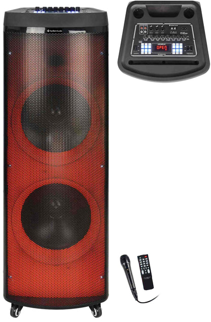 Fully Amplified Portable 12000 Watts Peak Power 2x12” Speaker with LED Lights