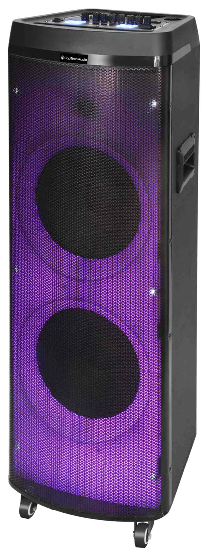 Fully Amplified Portable 12000 Watts Peak Power 2x12” Speaker with LED Lights