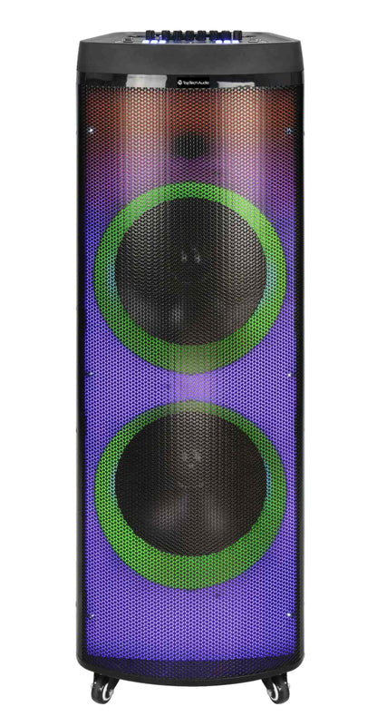 Fully Amplified Portable 12000 Watts Peak Power 2x12” Speaker with LED Lights