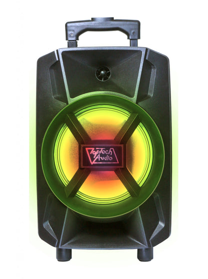 Fully Amplified 1500W 8" Bluetooth Portable Speaker with LED Lights and Karaoke Inputs