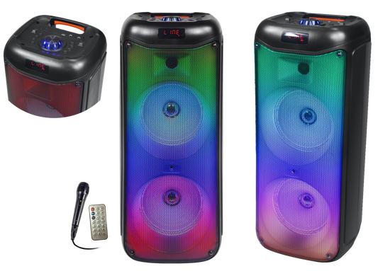 Fully Amplified Portable 10000 Watts Peak Power 2x8” Speaker