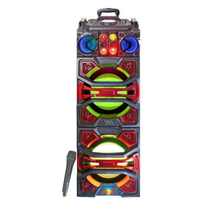 TOPTECH MIX-212 2x12 Inch Rechargeable Bluetooth Speakers with DJ Mixer and Colorful Lights