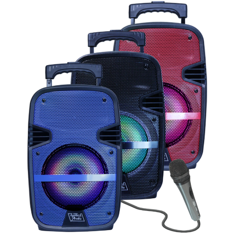 Fully Amplified Portable 1600 Watts Peak Power 8” Speaker with LED LIGHT