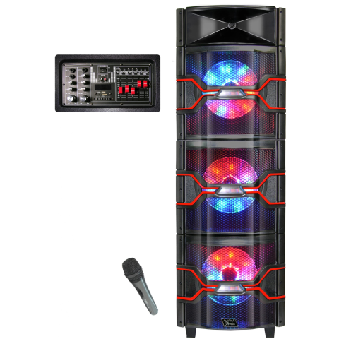 Triple 10’’ Amplified Powered Speaker 3000 Watts with LED LIGHT