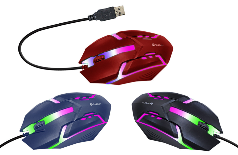 TOPTECH Wired Gaming Mouse with RGB Breathing Light and Ergonomic Desi ...