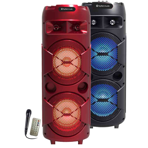 Fully Ampliﬁed Multimedia Rechargeable Speaker 4500 Watts Peak Power Double 8  Inch Woofer