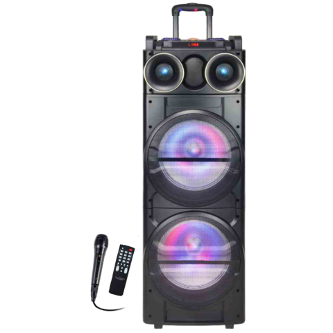 TOPTECH BOOM-212, 2*12 Inch Bluetooth Speaker, Portable Speaker with Wired Microphone,Wireless Powerful 360 Degree Sound and Flashing LED Lights and Disco Ball, Crystal Clear Sound, Up to 10 Meters (33ft) Bluetooth Distance for Party Outdoor Camping