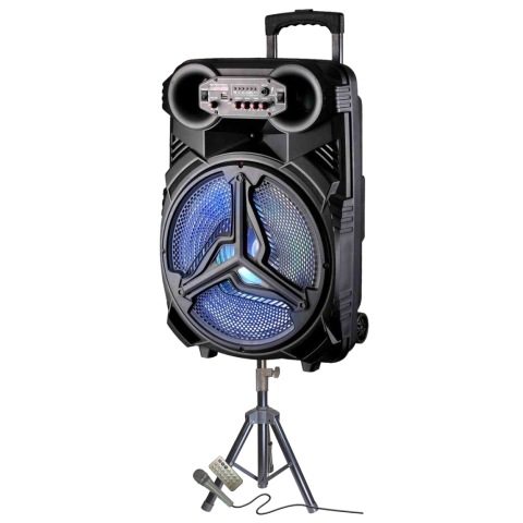 Fully Ampliﬁed Multimedia Rechargeable Speaker 6000 Watts Peak Power 15 Inch Woofer